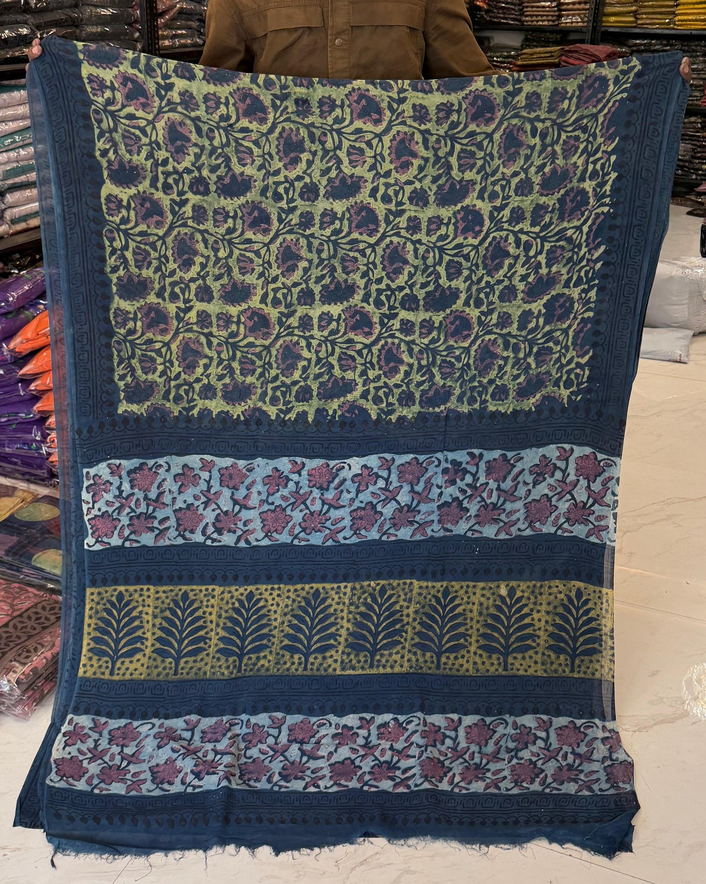 Artisan Ajrakh Pomegranate Dye Pure Georgette Drape