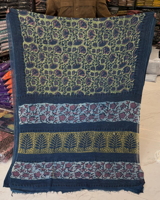 Artisan Ajrakh Pomegranate Dye Pure Georgette Drape