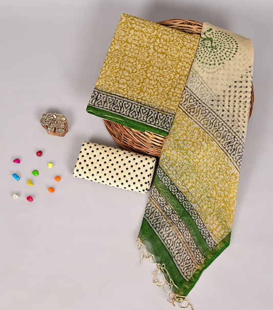 Artisan Bagru Print Kota Doria Suit