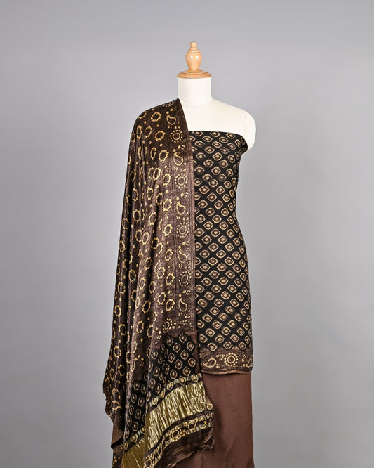 Luxe Ajrakh Print Pure Modal Silk Attire