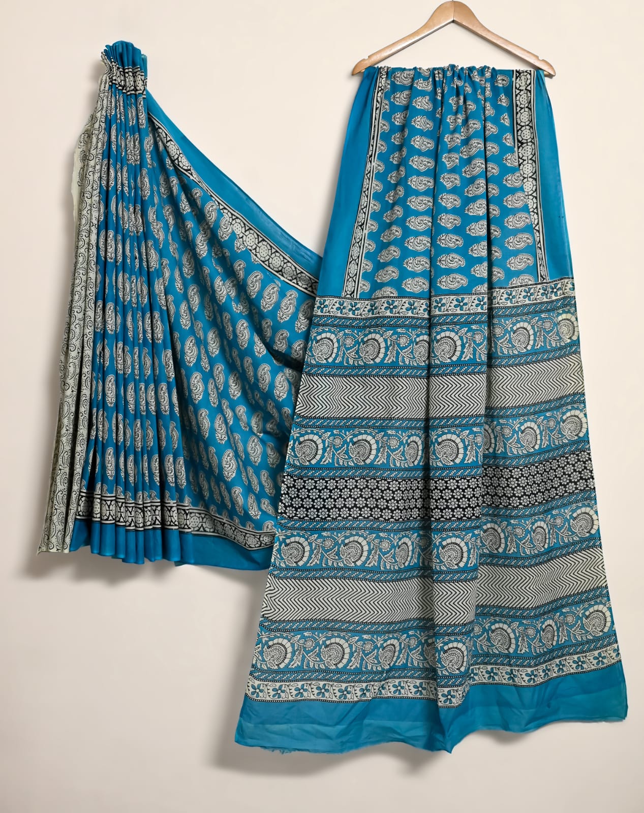 Pure Cotton Handblock Print Saree Traditional Blossom