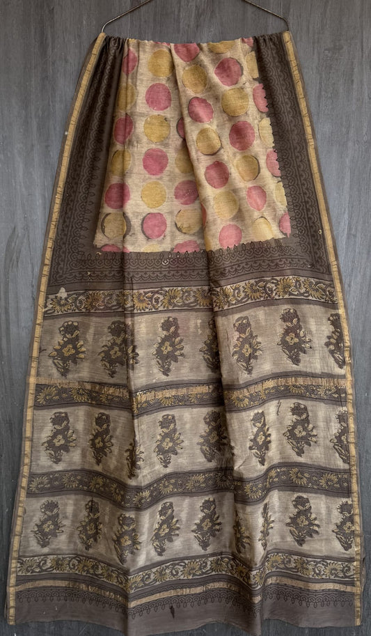 Signature Vanaspati Handblock Pure Chanderi Saree