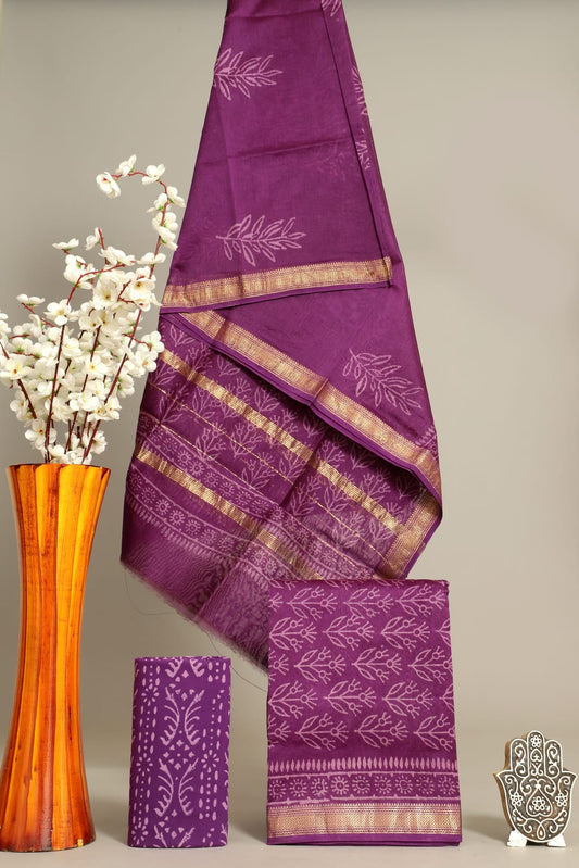 Pure Maheshwari Silk Suit Ethnic Discharge Bloom
