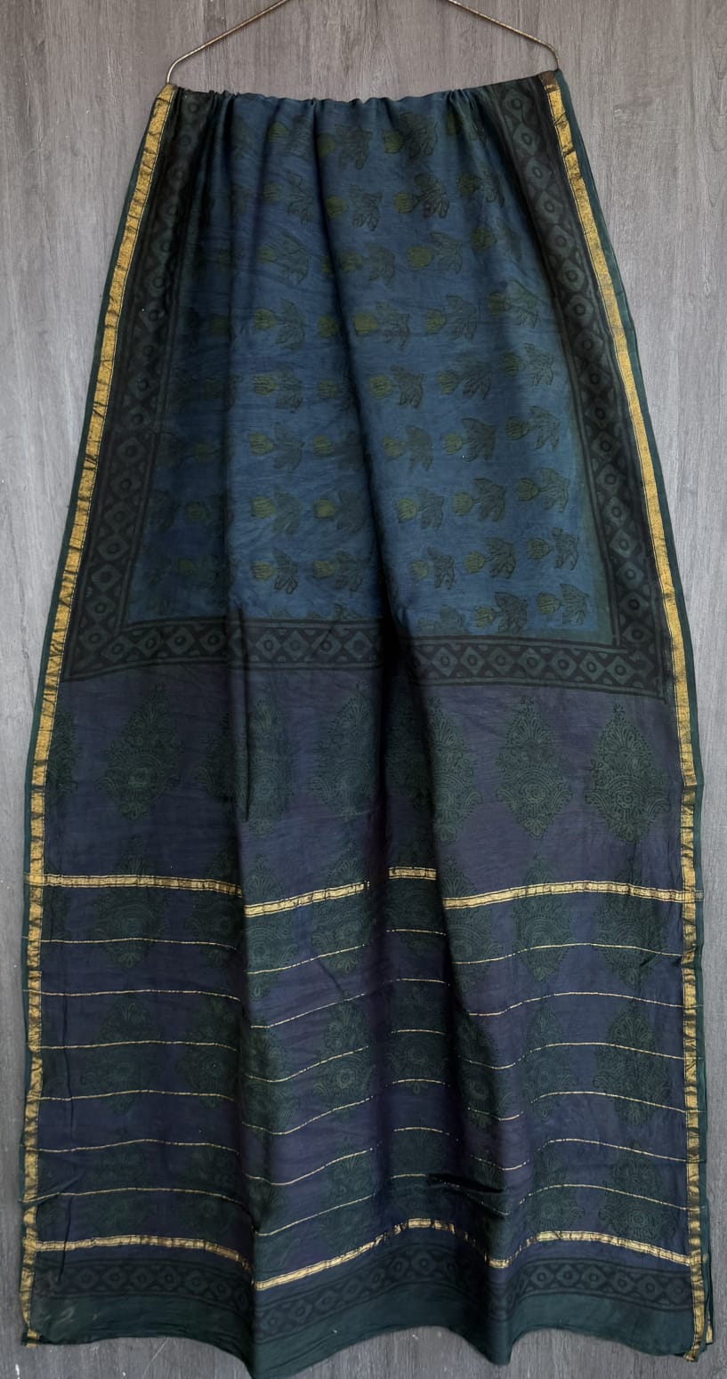 Artisan Vanaspati Printed Pure Chanderi Silk Drape