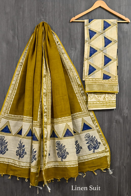 Royal Bagru Print Linen Cotton Ensemble