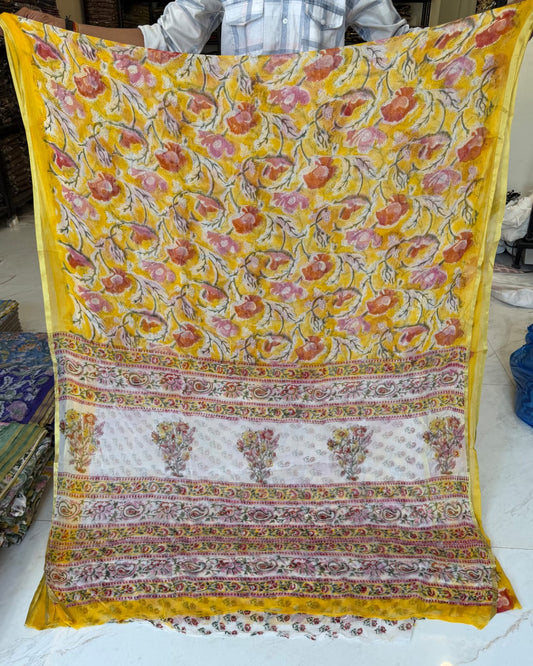Heritage Sanganeri Double Diamond Chiffon Saree