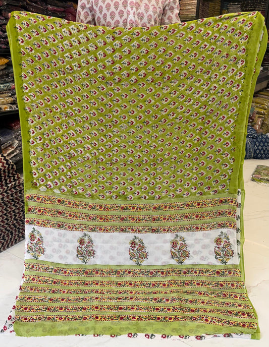Graceful Sanganeri Print Pure Georgette Drape