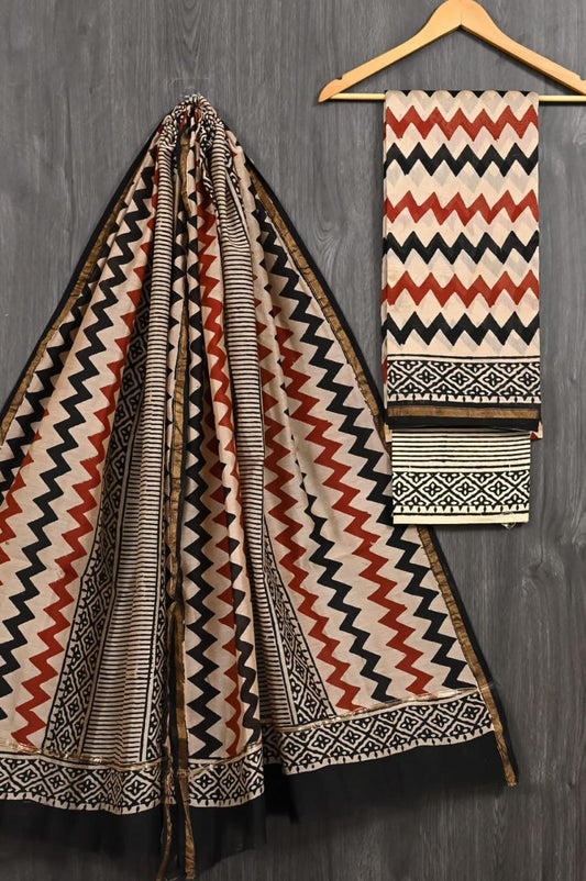 Fine Bagru Printed Heritage Silk Suit