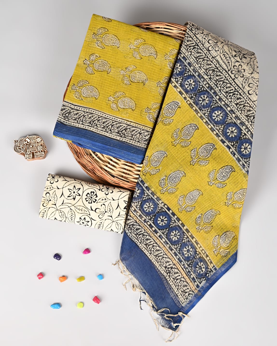Authentic Bagru Printed Pure Kota Doria Set