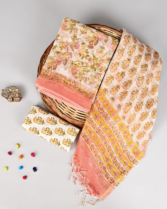 Royal Sanganeri Printed Kota Doriya Ensemble
