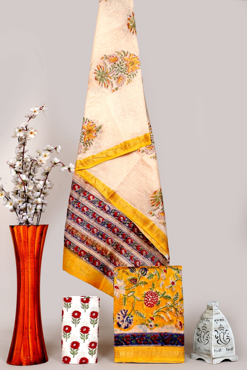 Authentic sanganeri Handblock Printed Pure Silk Suit