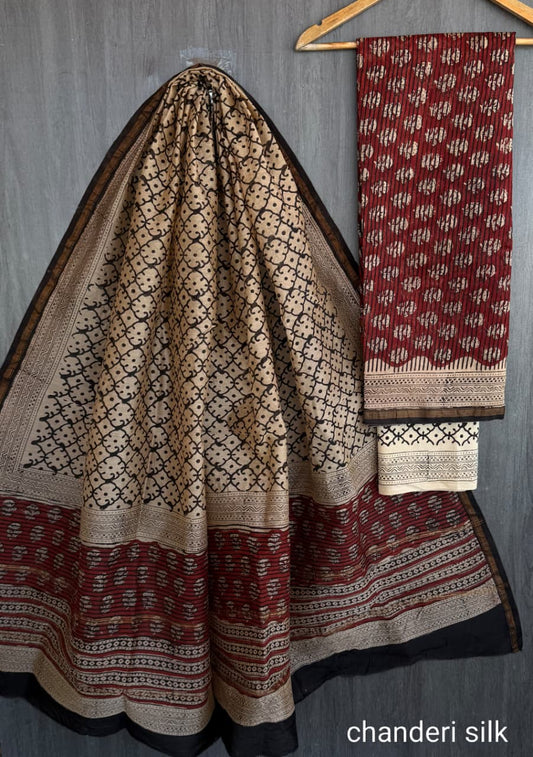 Heritage Bagru Chanderi Silk Suit