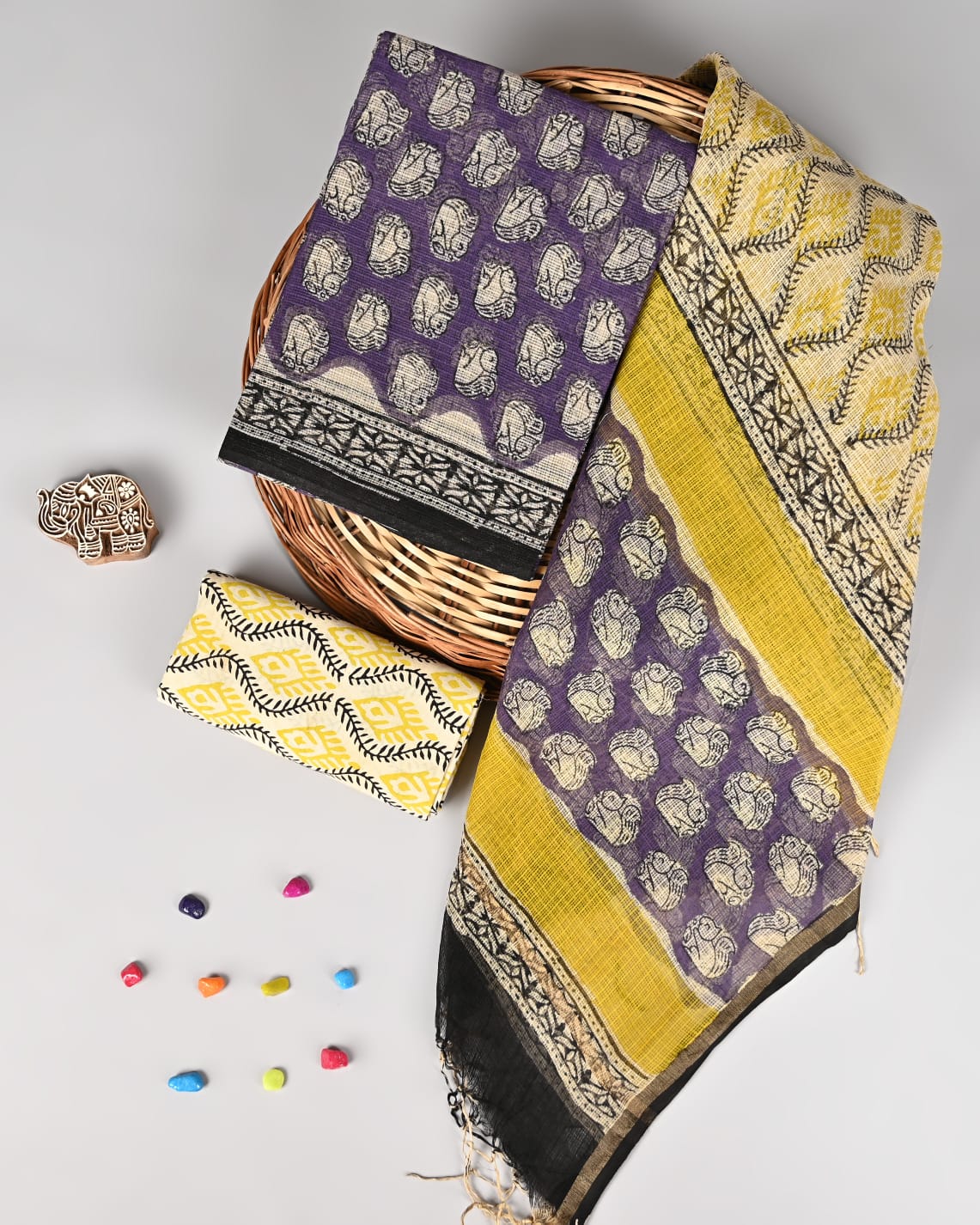 Royal Bagru Printed Kota Doria Suit Set