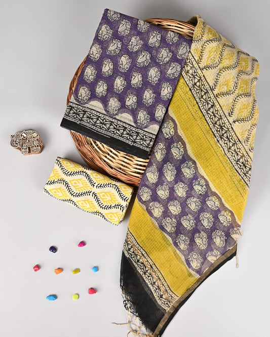 Royal Bagru Printed Kota Doria Suit Set