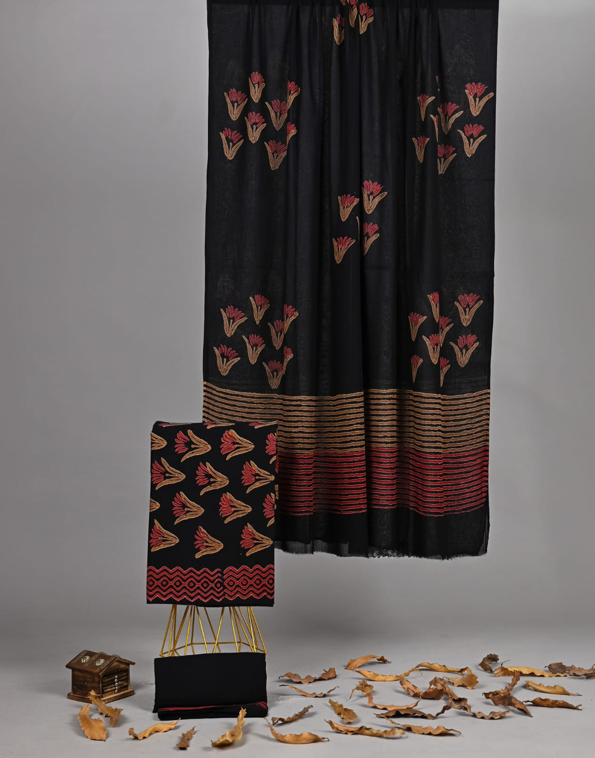 Pure Cotton Suit Bagru Artisan Floral Vine