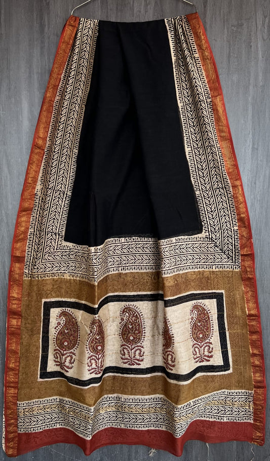 Premium Bagru Print Maheshwari Silk Collection Saree
